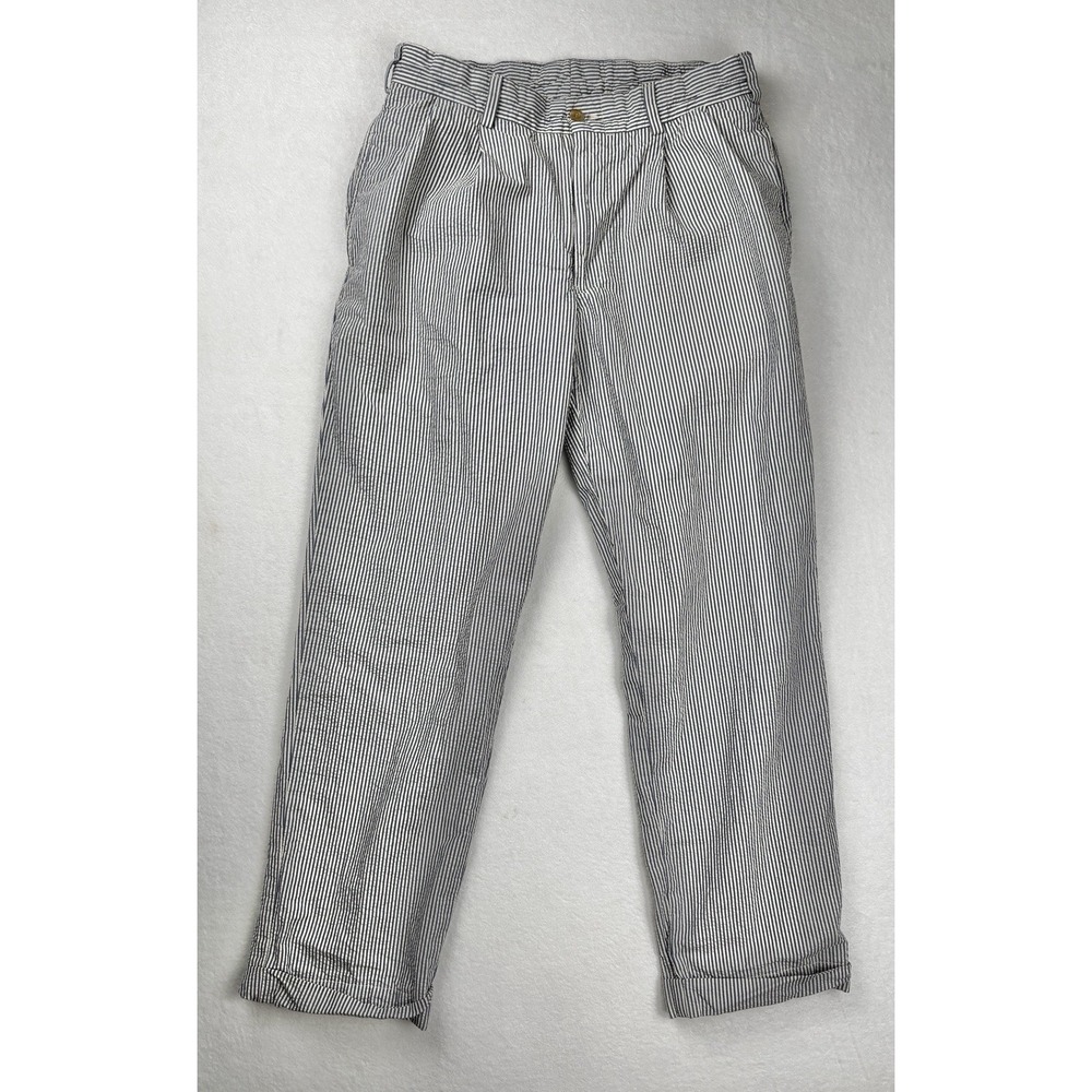 Bills Khakis Striped Pants Blue White Classic Fit Size 33 Cotton USA Seersucker